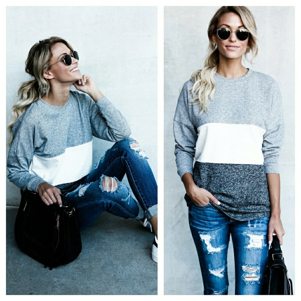 gray color block top - Picture 3 of 4
